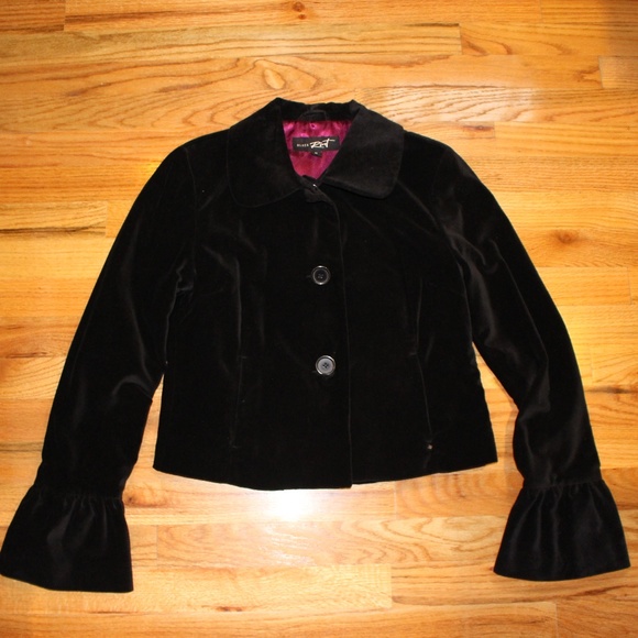 WOMENS RIVET G-III BLACK VELVET JACKET BLAZER M * - Picture 1 of 8